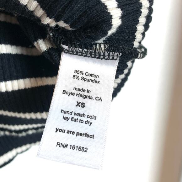 PerfectWhiteTee Clyde Ribbed Knit Long Sleeve Stripe Baby Tee Sweater Shirt XS - Picture 9 of 9